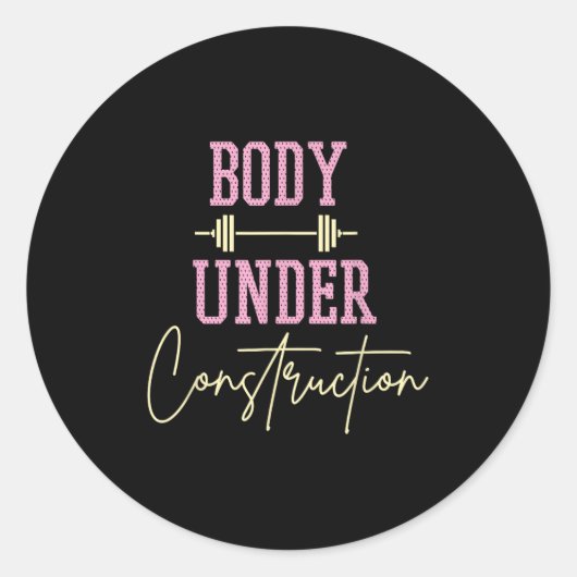 Body Under Construction Funny Motivational Workout ラウンドシール (正面)