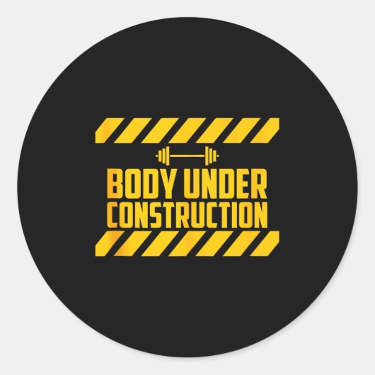 Body Under Construction, Funny Workout, Gym, Bodyb ラウンドシール (正面)