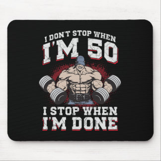 Bodybuilder 50s Birthday 50 Years Old Gym Workout マウスパッド