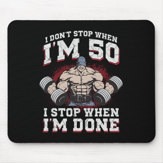Bodybuilder 50s Birthday 50 Years Old Gym Workout マウスパッド (正面)