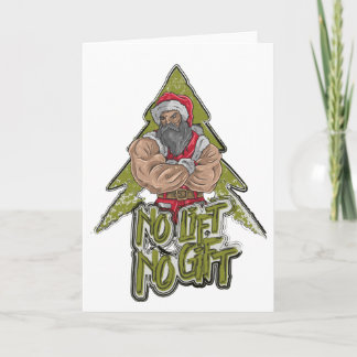 Bodybuilder Santa Funny Fitness Christmas Card カード