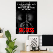 Bodybuilding Fitness Inspirational Black & White ポスター (ホームオフィス)