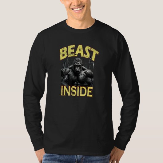 Bodybuilding Gorilla Gym Fitness Beast Inside Tシャツ (正面)