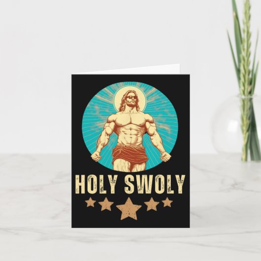 Bodybuilding Jesus Fitness Holy Swoly Funny Gym  カード (正面)