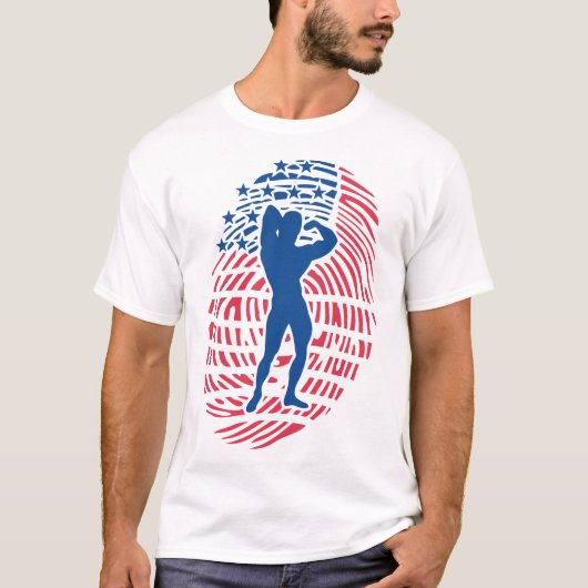 bodybuilding musculation empreinte digital america tシャツ (正面)