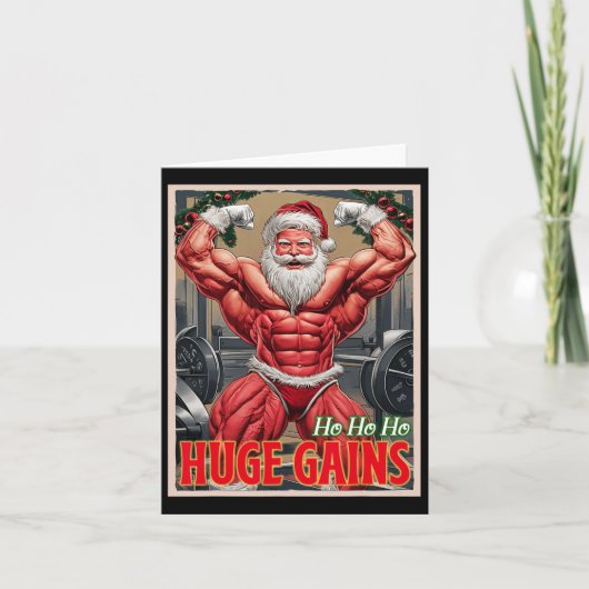 Bodybuilding Santa Ho Ho Huge Gains Weightlifting カード (正面)