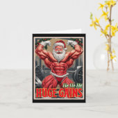 Bodybuilding Santa Ho Ho Huge Gains Weightlifting カード (黄色い花)