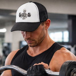 Bodybuilding Skeleton -Dark Gym Humor- Funny Skull キャップ