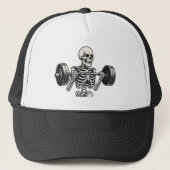Bodybuilding Skeleton -Dark Gym Humor- Funny Skull キャップ (正面)