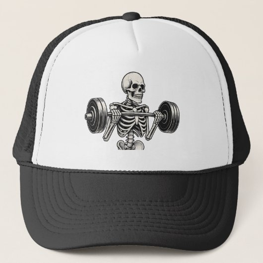 Bodybuilding Skeleton -Dark Gym Humor- Funny Skull キャップ (正面)