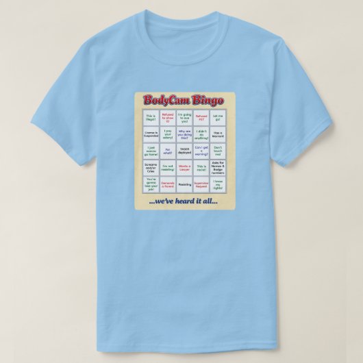 "BodyCam Bingo" (2) T-Shirt Tシャツ (デザイン正面)