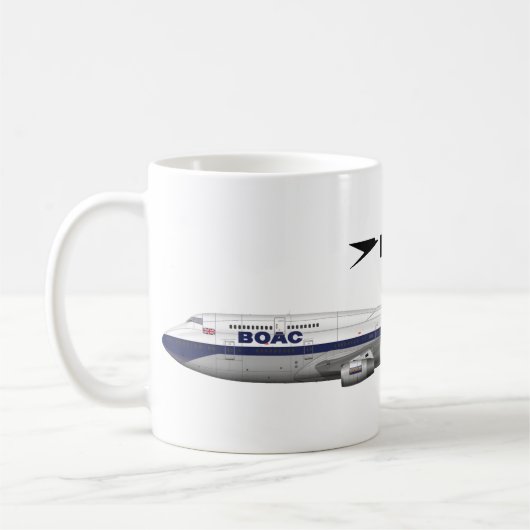 Boeing 747-400 British Airways BOAC Retro Aviation コーヒーマグカップ (左)