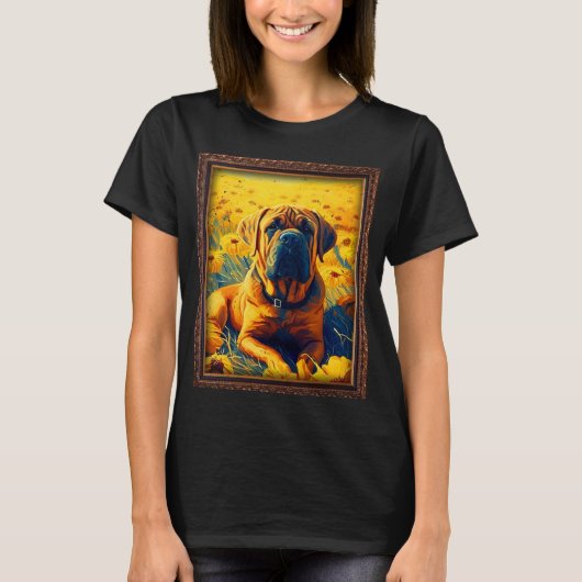 Boerboel Painting Sunflower Flower Mom Women Flora Tシャツ (正面)