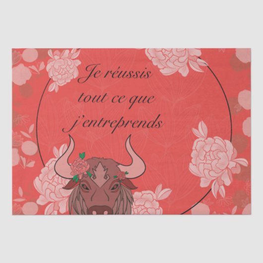boeuf, affirmation positive ,citation,zen, 薄葉紙 (正面)