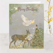 “Boganhues Luxury Print Reindeer" ChristmasCard カード (黄色い花)