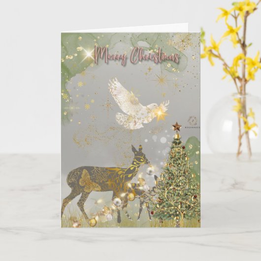 “Boganhues Luxury Print with Reindeer"  カード (黄色い花)