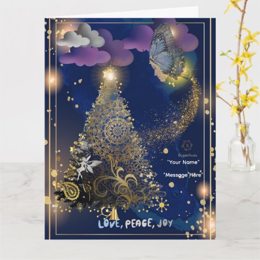 Boganhues Print Christmas Folded Greeting Card カード (黄色い花)