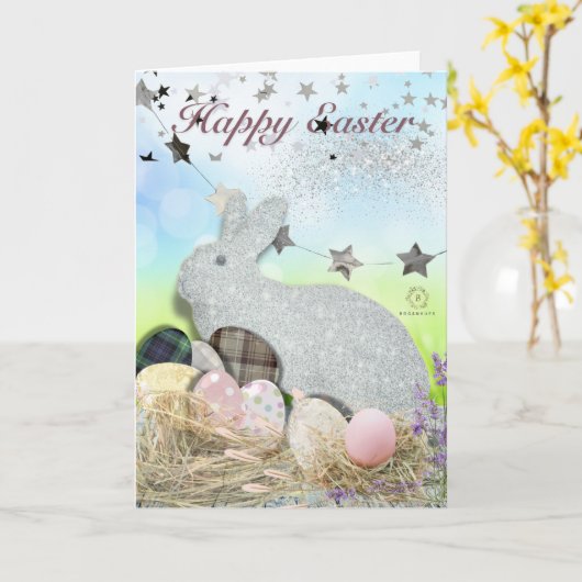 Boganhues Print Easter Bunny カード (黄色い花)