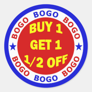 BOGOの買物1は2分の1を得ます ラウンドシール