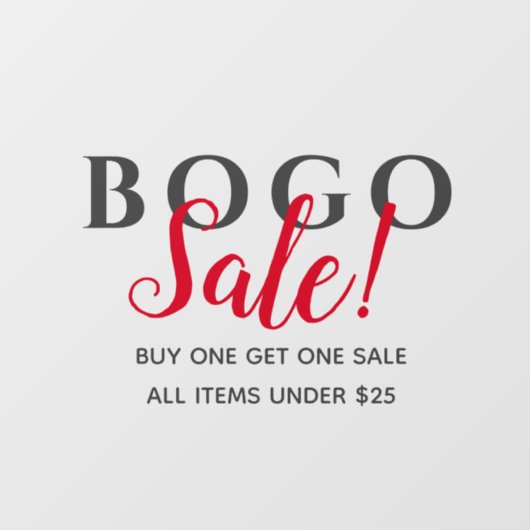 BOGO小売販売 ウィンドウサイン (シート)