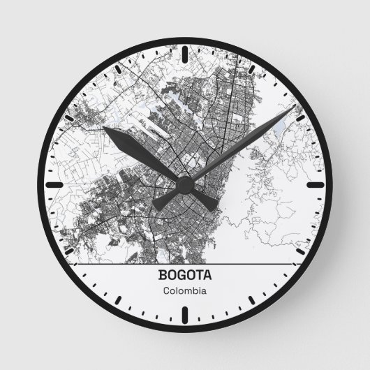 Bogota Clock City Line Art ラウンド壁時計 (正面)