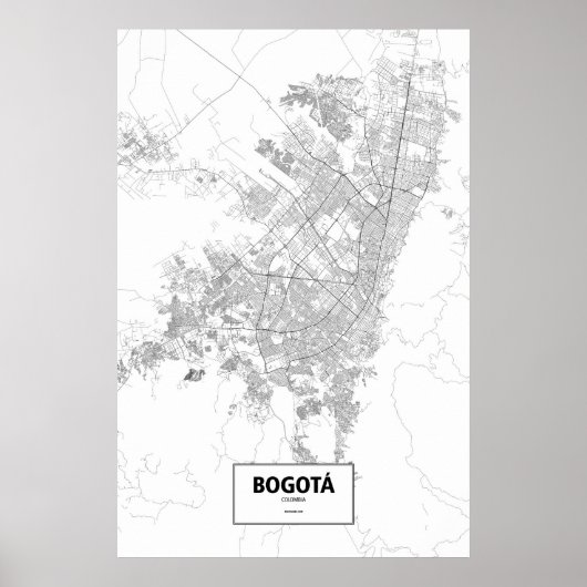 Bogota, Colombia (black on white) ポスター (正面)