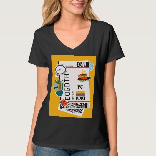 Bogotá Colombia City Skyline Silhouette Outline Sk Tシャツ (正面)