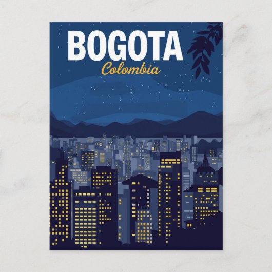 Bogotá Colombia Skyline Night ポストカード (正面)