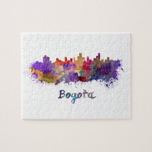 Bogota skyline in watercolor splatters ジグソーパズル (横)