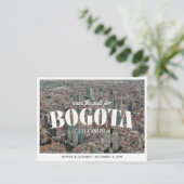 Bogota Wedding Save the Date Retro Skyline ポストカード (スタンド正面)