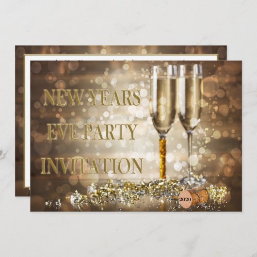 Bohek Lights カラフル New Years Eveパーティー 招待状 (正面/裏面)