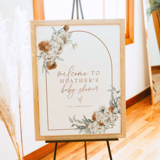 BOHEMEテラコッタフローラボホベイビーシャワーウェルカム ポスター