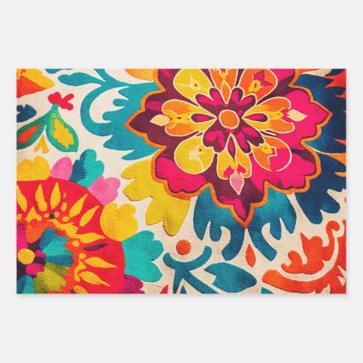 BOHEMIA 3枚の美しいboho-スタイルギフトラップ ラッピングペーパーシート (正面3)