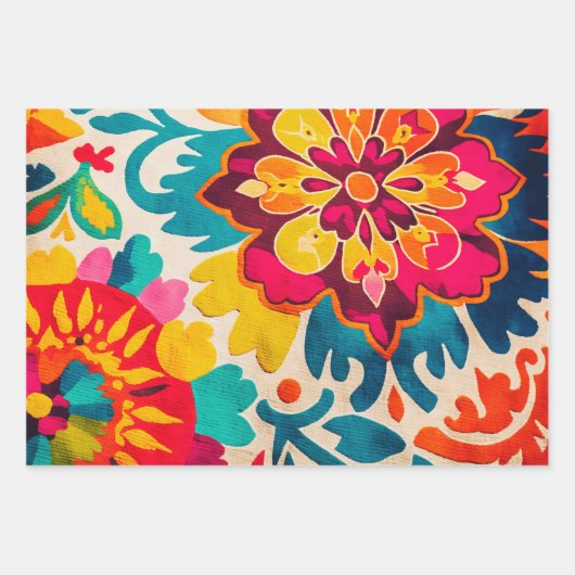 BOHEMIA 3枚の美しいboho-スタイルギフトラップ ラッピングペーパーシート (正面2)