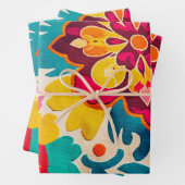 BOHEMIA 3枚の美しいboho-スタイルギフトラップ ラッピングペーパーシート (インサイチュ)