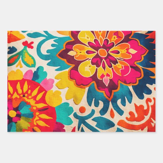 BOHEMIA 3枚の美しいboho-スタイルギフトラップ ラッピングペーパーシート (正面)