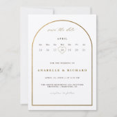 bohemianリッチ金ゴールド日付カレンダーを保存 招待状 (正面)