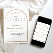 bohemianリッチ金ゴールド日付カレンダーを保存 招待状