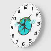 Bohemian Angel Wings Peace Symbol ラージ壁時計 (傾斜)