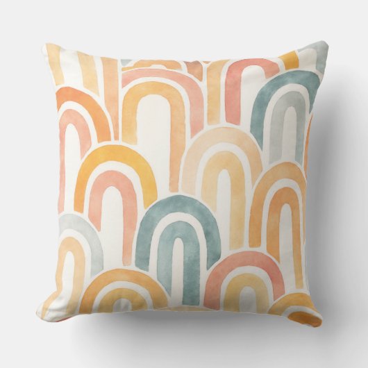 Bohemian arch fish scale painted pattern クッション (正面)