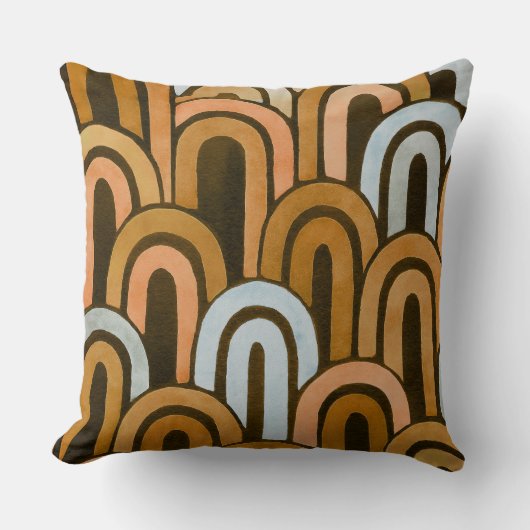 Bohemian arch fish scale painted pattern クッション (正面)