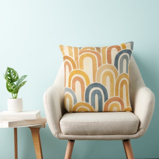 Bohemian arch fish scale painted pattern クッション (椅子)