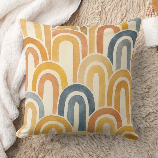 Bohemian arch fish scale painted pattern クッション (ブランケット)