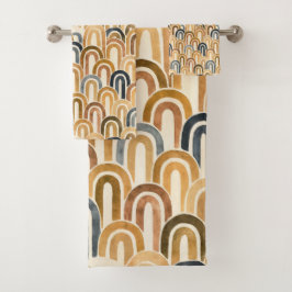 Bohemian arch fish scale painted pattern バスタオルセット