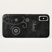 Bohemian Blackboard白かわいらしい花（名前あり） Case-Mate iPhoneケース (裏面(横))