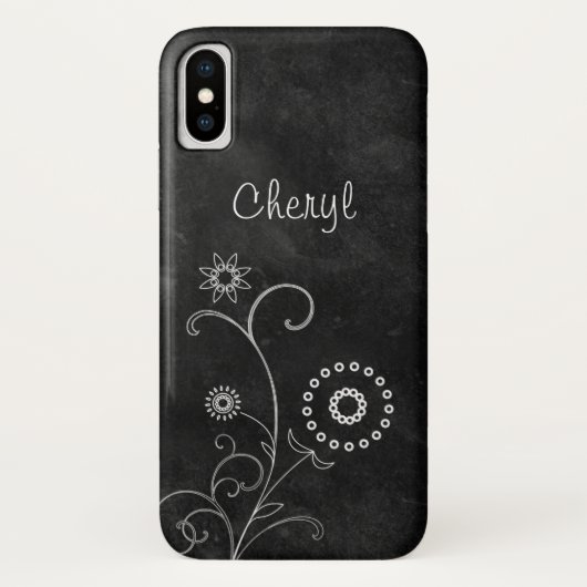 Bohemian Blackboard白かわいらしい花（名前あり） Case-Mate iPhoneケース (裏面)