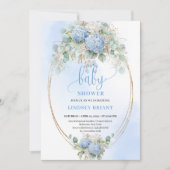 Bohemian Blue Floral Baby Shower Invitation 招待状 (正面)