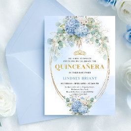 Bohemian Blue Floral Eucalyptus Quinceañera Invite 招待状