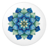 Bohemian Blue & Green Mandala Ceramic Knob セラミックノブ (正面)