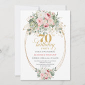 Bohemian Blush Floral 70th Birthday Invitation 招待状 (正面)
